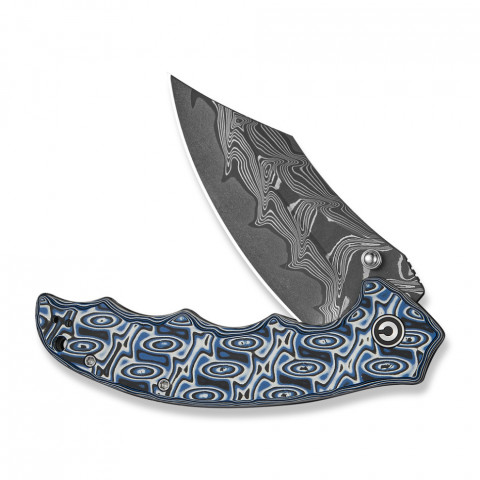 Ніж складаний туристичний Civivi Pentad (8.8 см) Damascus / Micarta синій/білий