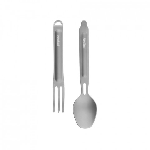 Туристичний набір ложка-виделка NexTool Titanium Tableware Set, титан