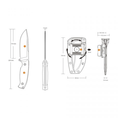 Ніж фіксований мисливський Ruike Jager F118-G, (11 см) 14C28N / G10 зелений