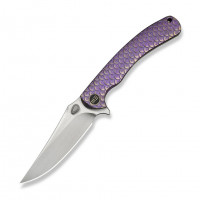 Ніж складаний туристичний Weknife Dracarys, (9.1 см) Böhler M390 / титан 6AL4V фіолетовий/золотий