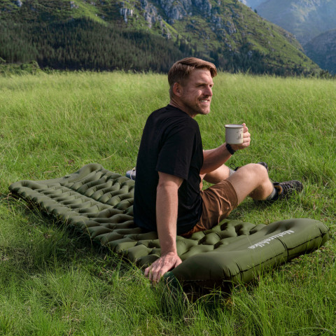 Матрац туристичний надувний одномісний Naturehike CNK2550WS019, 200х60х6.5 см, синій, для кемпінгу із мішком для надування