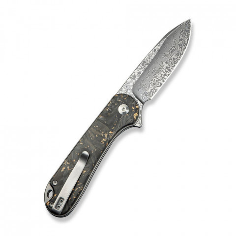 Ніж складаний кишеньковий Civivi Elementum II, (7.5 см) Damascus / Carbon Fiber & Resin
