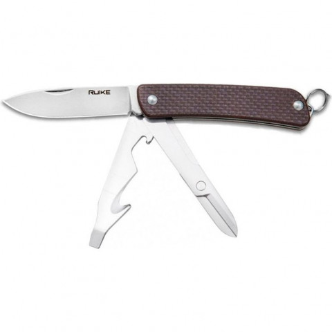 Багатофункціональний ніж Ruike Criterion S31, (5.3 см) 12C27 / G10 коричневий, 6 інстр.