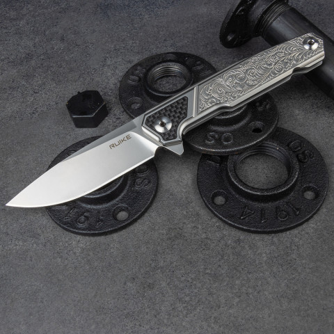 Ніж складаний туристичний Ruike P875-SZ, (8.9 см) 14C28N / steel 420 сірий