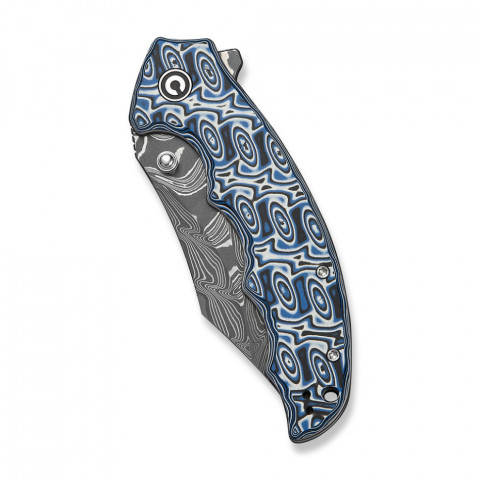 Ніж складаний туристичний Civivi Pentad (8.8 см) Damascus / Micarta синій/білий