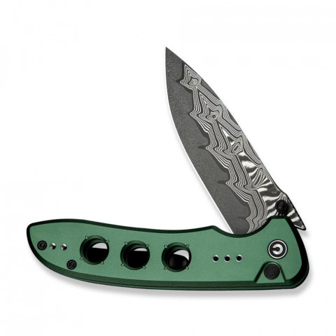 Ніж складаний туристичний Civivi Hyperpulse, (8.9 см) Damascus / Aluminum темно-зелений