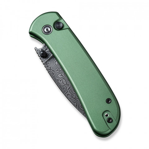 Ніж складаний кишеньковий Civivi Qubit, (7.6 см) Damascus / Aluminum темно-зелений