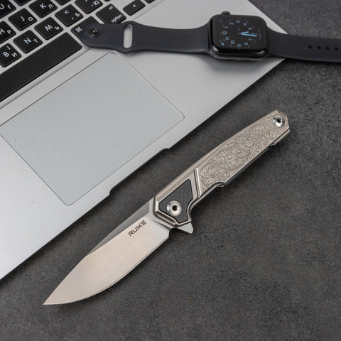 Ніж складаний туристичний Ruike P875-SZ, (8.9 см) 14C28N / steel 420 сірий