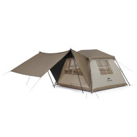 Намет з навісом Naturehike Village CNK2300ZP021, коричневий великий
