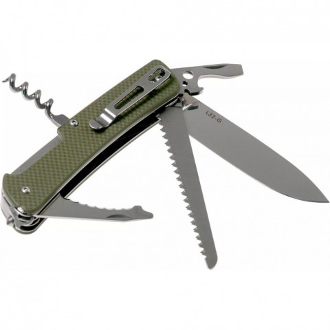 Багатофункціональний ніж Ruike Criterion L32, (8.5 см) 12C27 / G10 зелений, 13 інстр.
