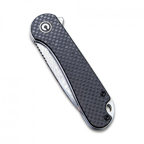 Ніж складаний кишеньковий Civivi Elementum, (7.5 см) Damascus / Carbon Fiber G10