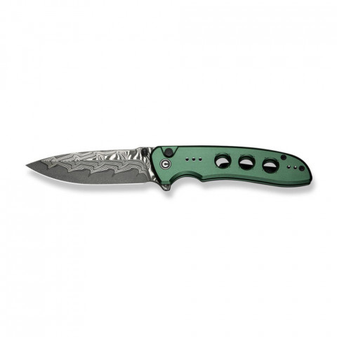 Ніж складаний туристичний Civivi Hyperpulse, (8.9 см) Damascus / Aluminum темно-зелений
