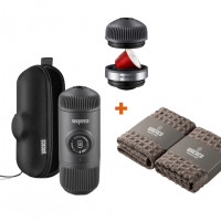 Набір Wacaco Nanopresso: кавоварка, адаптер для капсул та рушники бариста
