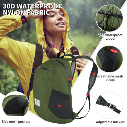 Рюкзак компактний надлегкий Naturehike Ultralight Naturehike NH17A012-B, 18 л, зелений