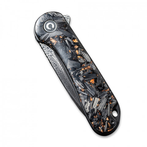 Ніж складаний кишеньковий Civivi Elementum, (7.5 см) Damascus / Carbon Fiber чорний