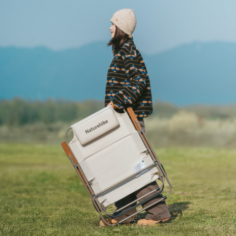 Крісло складане з регульованим нахилом Naturehike CNK2550JJ012, вуглецева сталь, чорний