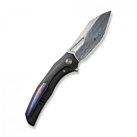 Ніж складаний туристичний WE Knife Ignio Mystery Box Ignio Mystery Box, (8.39 см) Damasteel (Hakkapella) / 6AL4V Titanium чорний