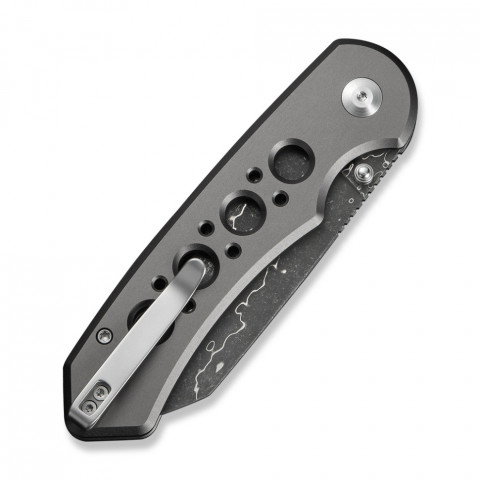 Ніж складаний туристичний Civivi Pragma Prime, (8.9 см) Damascus / Aluminum сірий