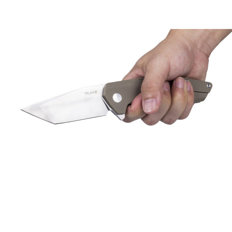 Ніж складаний туристичний Ruike P138-W, (9 см) 14C28N / G10 бежевий