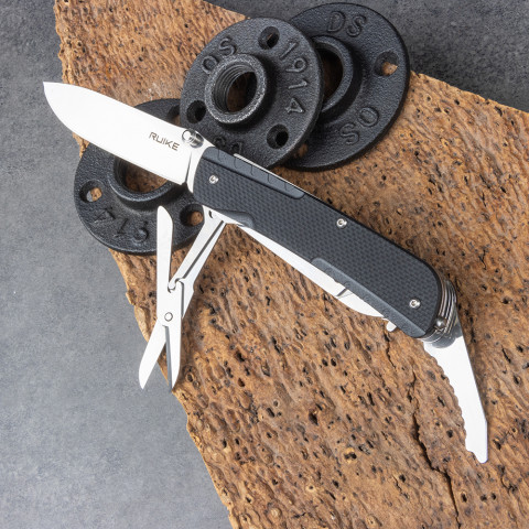 Багатофункціональний ніж Ruike Trekker LD51-B, (8.5 см) 12C27 / G10 чорний, 23 інстр.