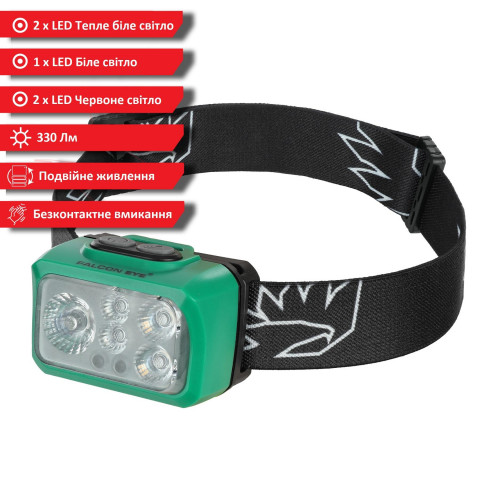 Ліхтар налобний Falcon Eye Trek (330 Lm) Cool/Warm White/Red LED Dual Power System USB-C (FHL0034)