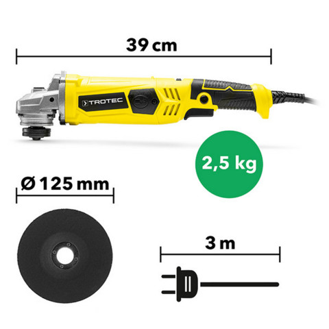 Кутова шліфмашина Trotec PAGS 11-125 + кейс (4440000006)