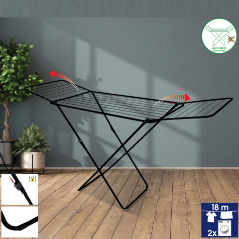 Сушарка для білизни підлогова Casa Si Kolibri 18m Black (CS42191C06E)