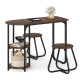 Комплект меблів Costway Boston Bistro Set стіл із полицями та 2 табурети лофт коричневий