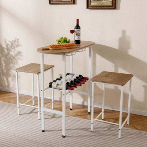 Комплект меблів Costway Oslo Counter Set барний стіл зі стільцями лофт білий бук