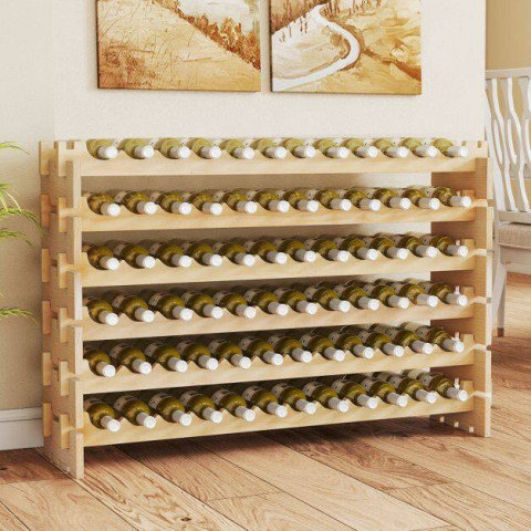 Стелаж винний Costway Modular Wine дерев'яний на 72 пляшки