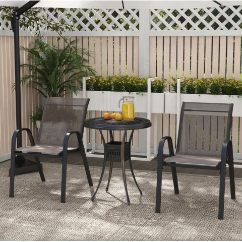 Комплект садових стільців Costway Patio з підлокітниками сірий