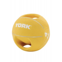 М'яч медбол 4кг York Fitness із двома ручками, жовтий