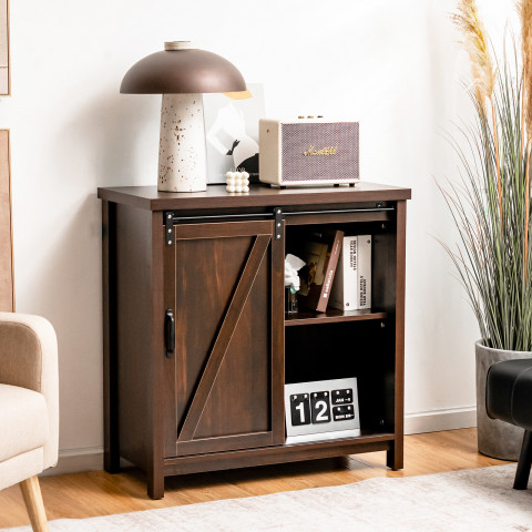 Кухонний комод-буфет Costway Sideboard з амбарними розсувними дверцятами лофт рустик
