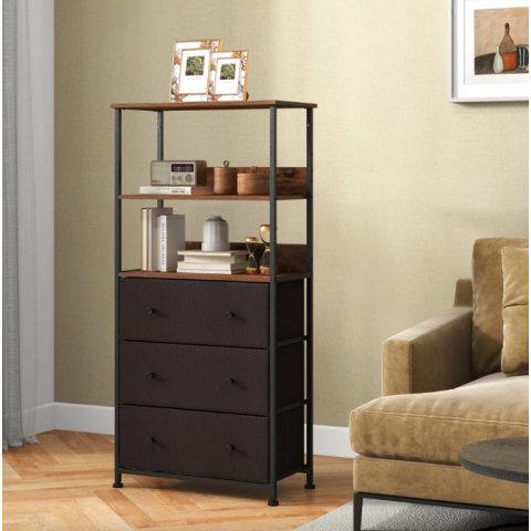 Стелаж Costway Skiff із текстильними ящиками в стилі Loft