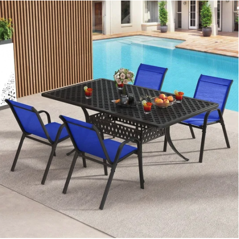 Комплект садових стільців Costway Patio з підлокітниками синій
