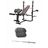 Набір Hop-Sport Premium 39кг з лавою HS-1065HB Pro та штангою
