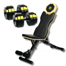 Набір Besport PowerPro гантелі 2х26кг з лавою WB-002
