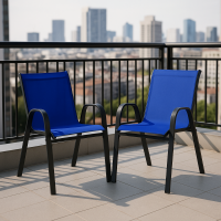 Комплект садових стільців Costway Patio з підлокітниками синій