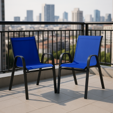 Комплект садових стільців Costway Patio з підлокітниками синій