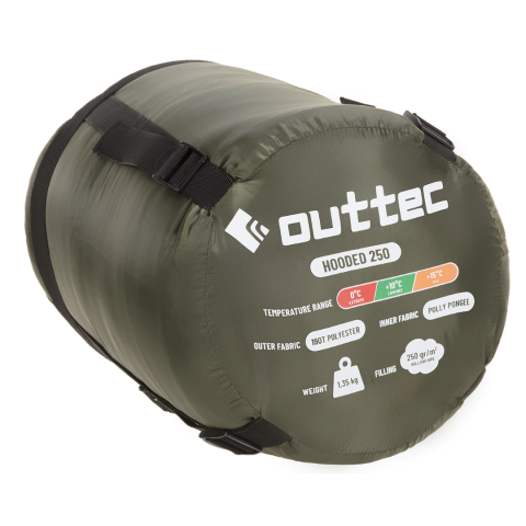 Спальний мішок ковдра Outtec демісезон з капюшоном хакі