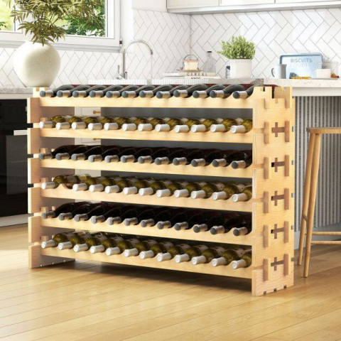 Стелаж винний Costway Modular Wine дерев'яний на 72 пляшки