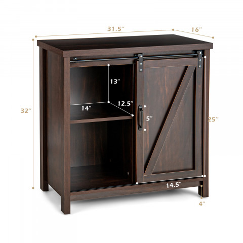 Кухонний комод-буфет Costway Sideboard з амбарними розсувними дверцятами лофт рустик