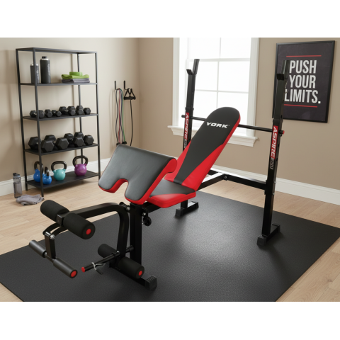 Лавка для жиму York Fitness ASPIRE 320 з стійкою для штанги та партою Скотта