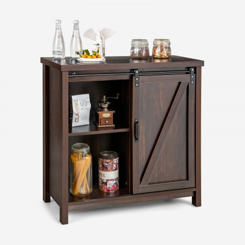 Кухонний комод-буфет Costway Sideboard з амбарними розсувними дверцятами лофт рустик