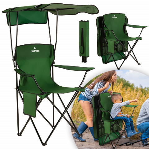 Крісло туристичне розкладне Outtec Sun XXL з дашком зелений