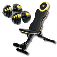 Набір Besport PowerPro гантелі 2х18,5кг з лавою WB-002
