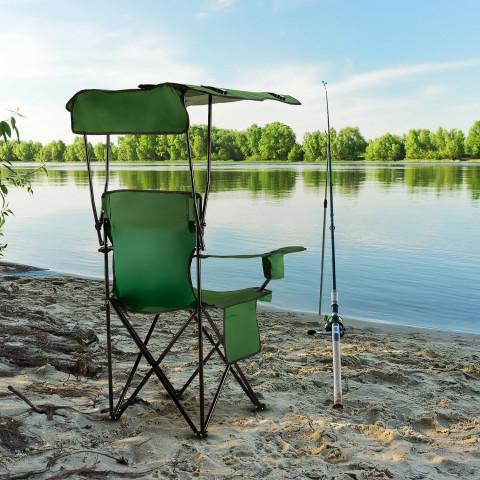Крісло туристичне розкладне Outtec Sun XXL з дашком зелений