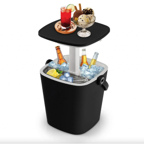 Стіл-холодильник Costway Gobar 3-в-1 з підйомною кришкою 15L чорний