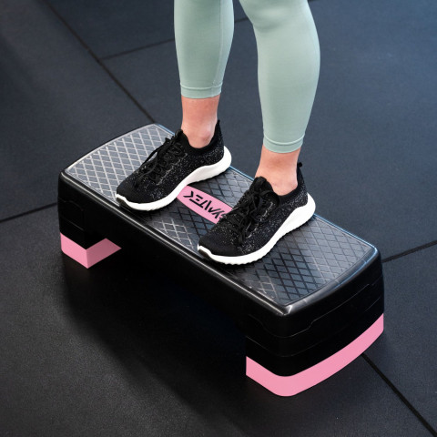 Степ-платформа Gymtek 3-х рівнева чорно-рожева