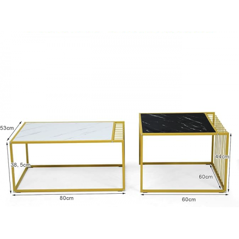 Комплект журнальних столів Costway Scorpion з штучного мармуру